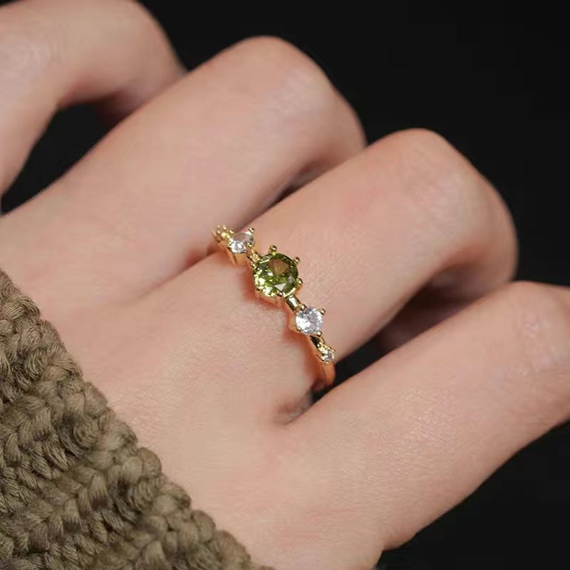 Olive green pearl ring set of three