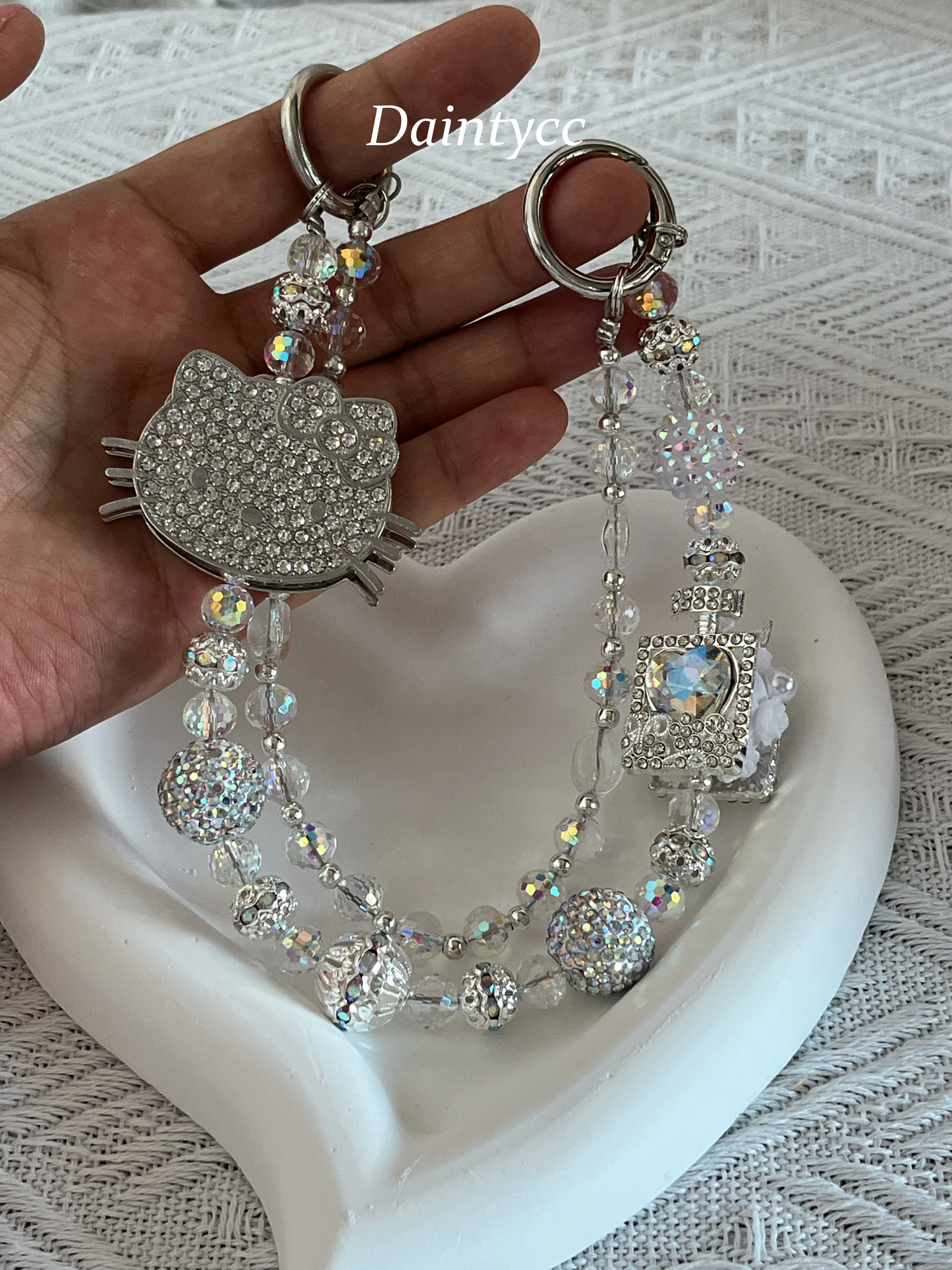 Perfume Kitty bag charm phone chain double chain