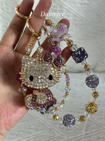 Purple Kitty Luxurious bag charm phone chain double chain