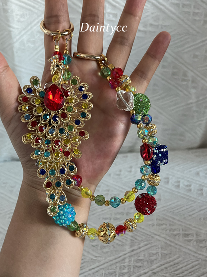 Colorful peacock Luxurious bag charm phone chain double chain