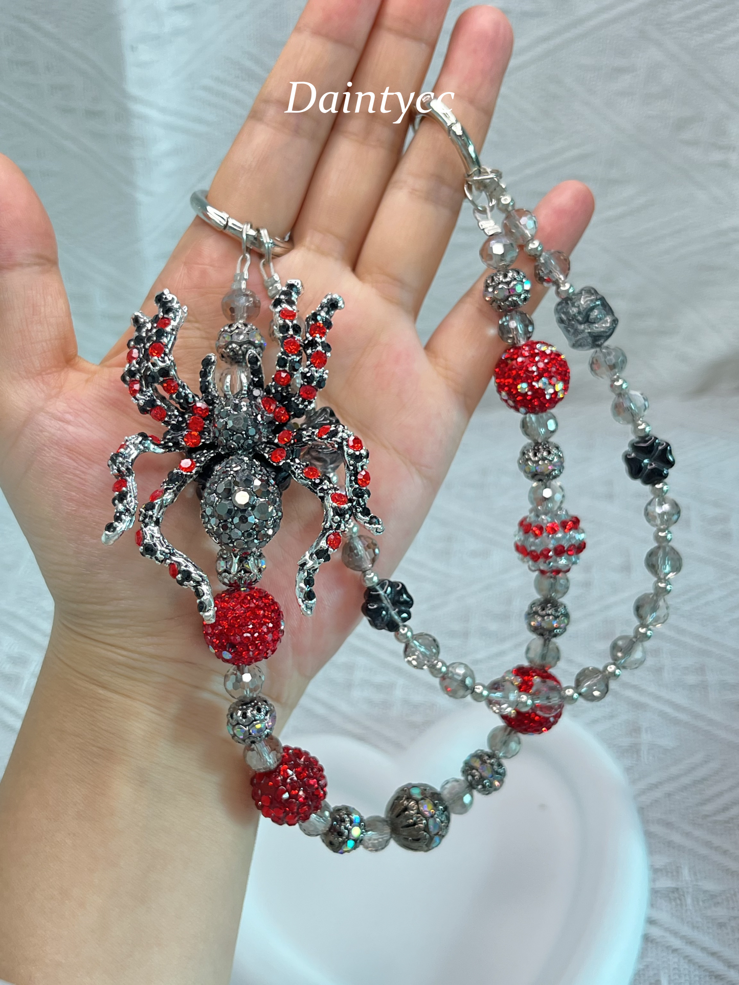 Spider Luxurious bag charm phone chain double chain key chain Cool