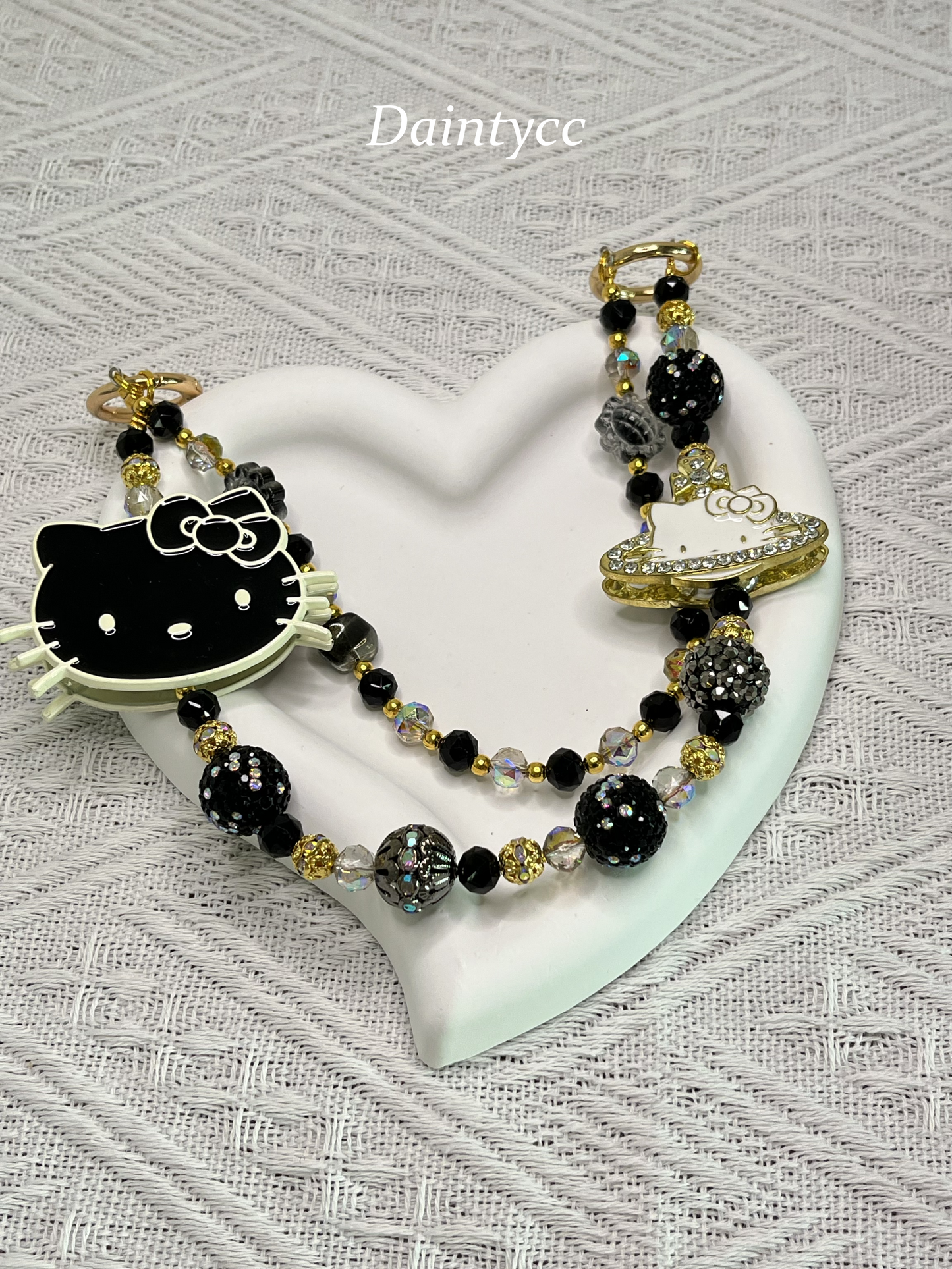 Kitty luxurious bag charm phone chain double chain key chain