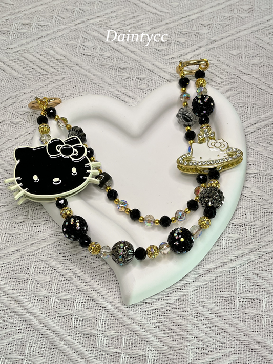 Kitty luxurious bag charm phone chain double chain key chain