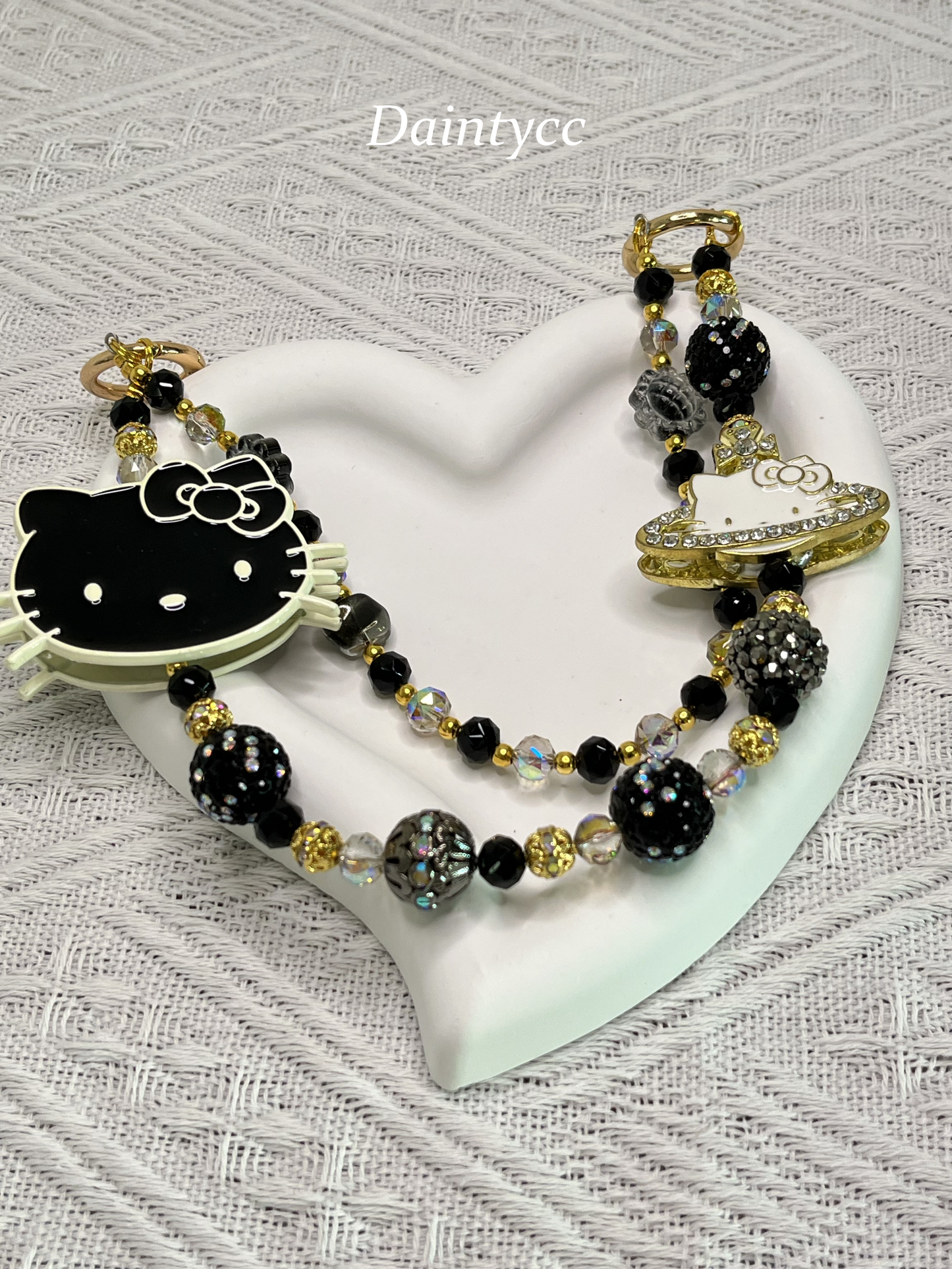 Kitty luxurious bag charm phone chain double chain key chain