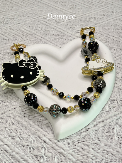 Kitty luxurious bag charm phone chain double chain key chain