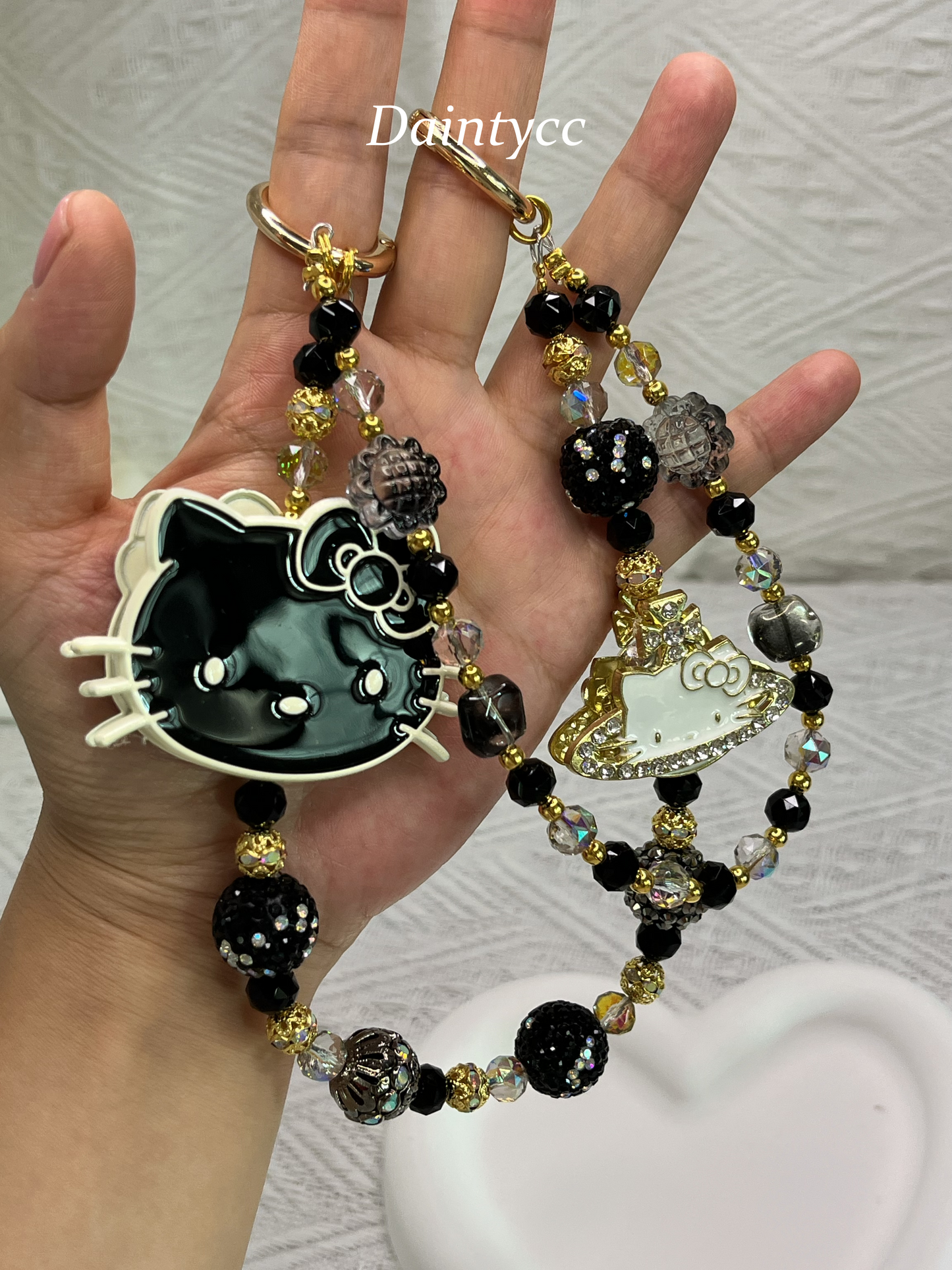 Kitty luxurious bag charm phone chain double chain key chain
