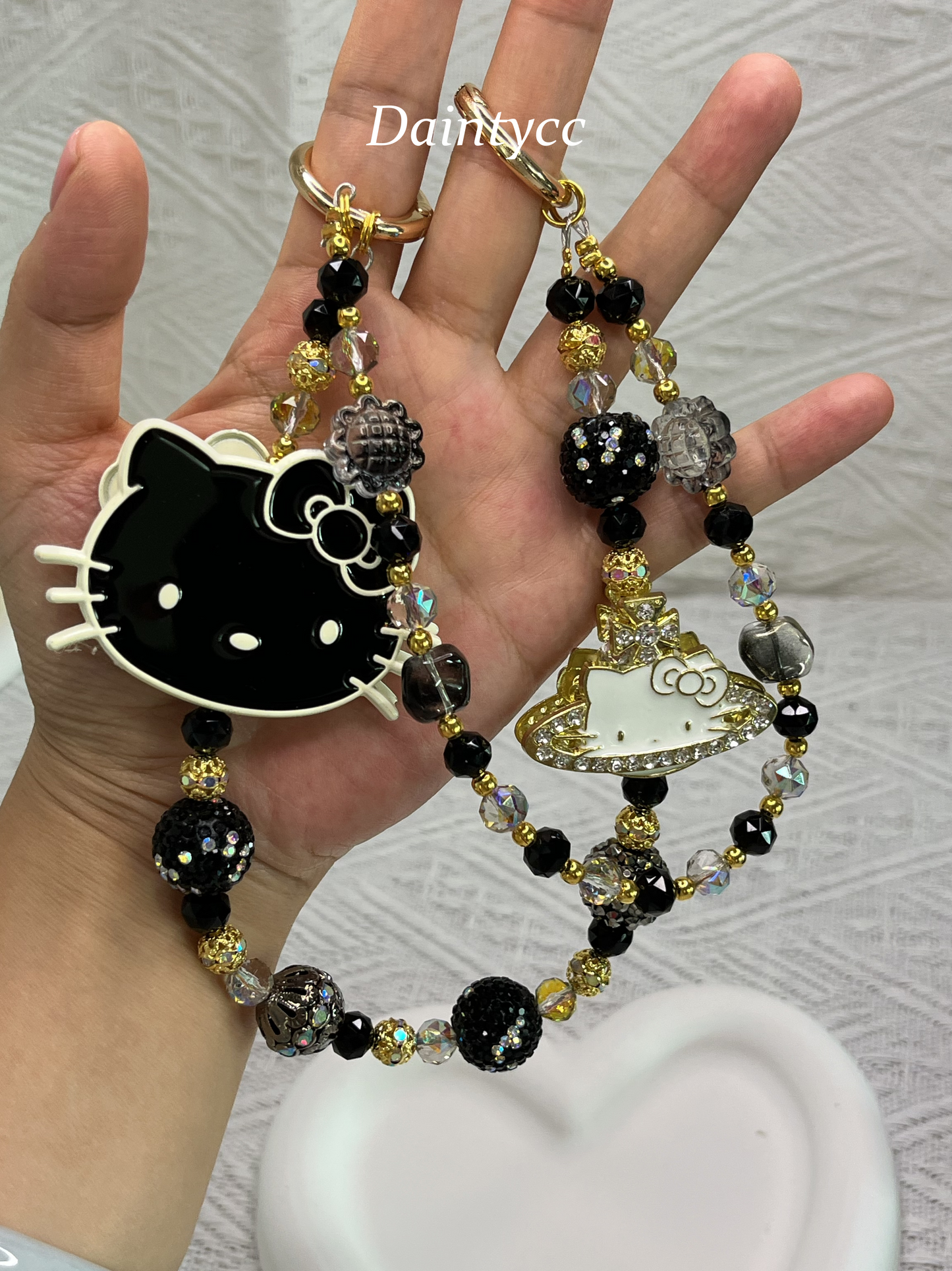 Kitty luxurious bag charm phone chain double chain key chain