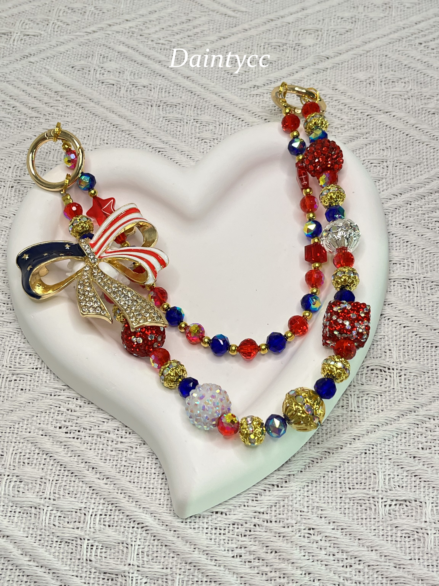 Bowknot luxurious bag charm phone chain double chain key chain