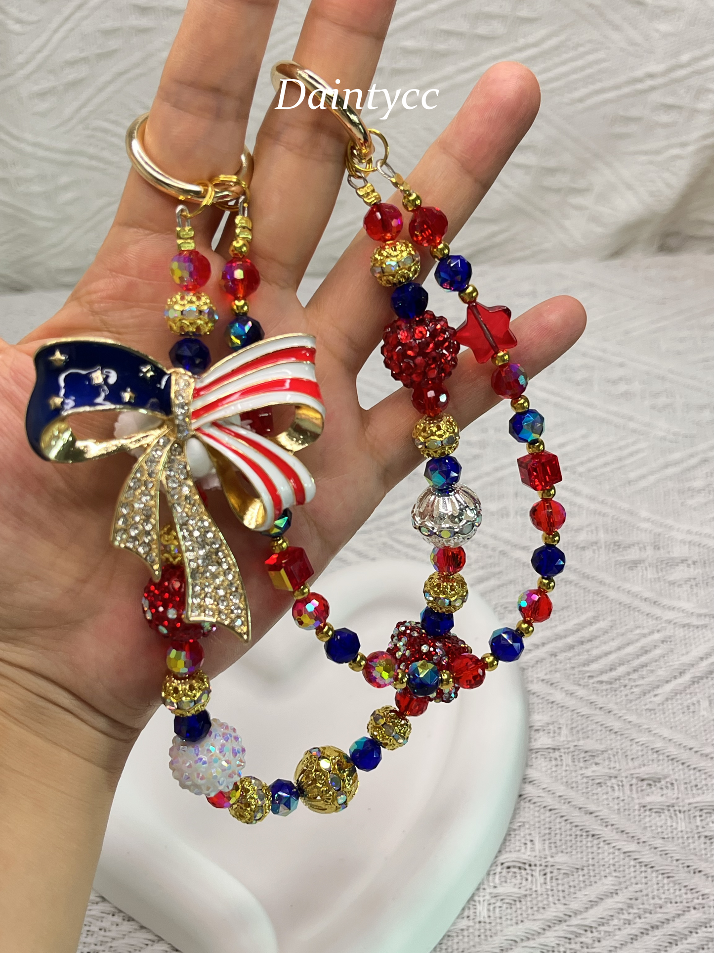Bowknot luxurious bag charm phone chain double chain key chain