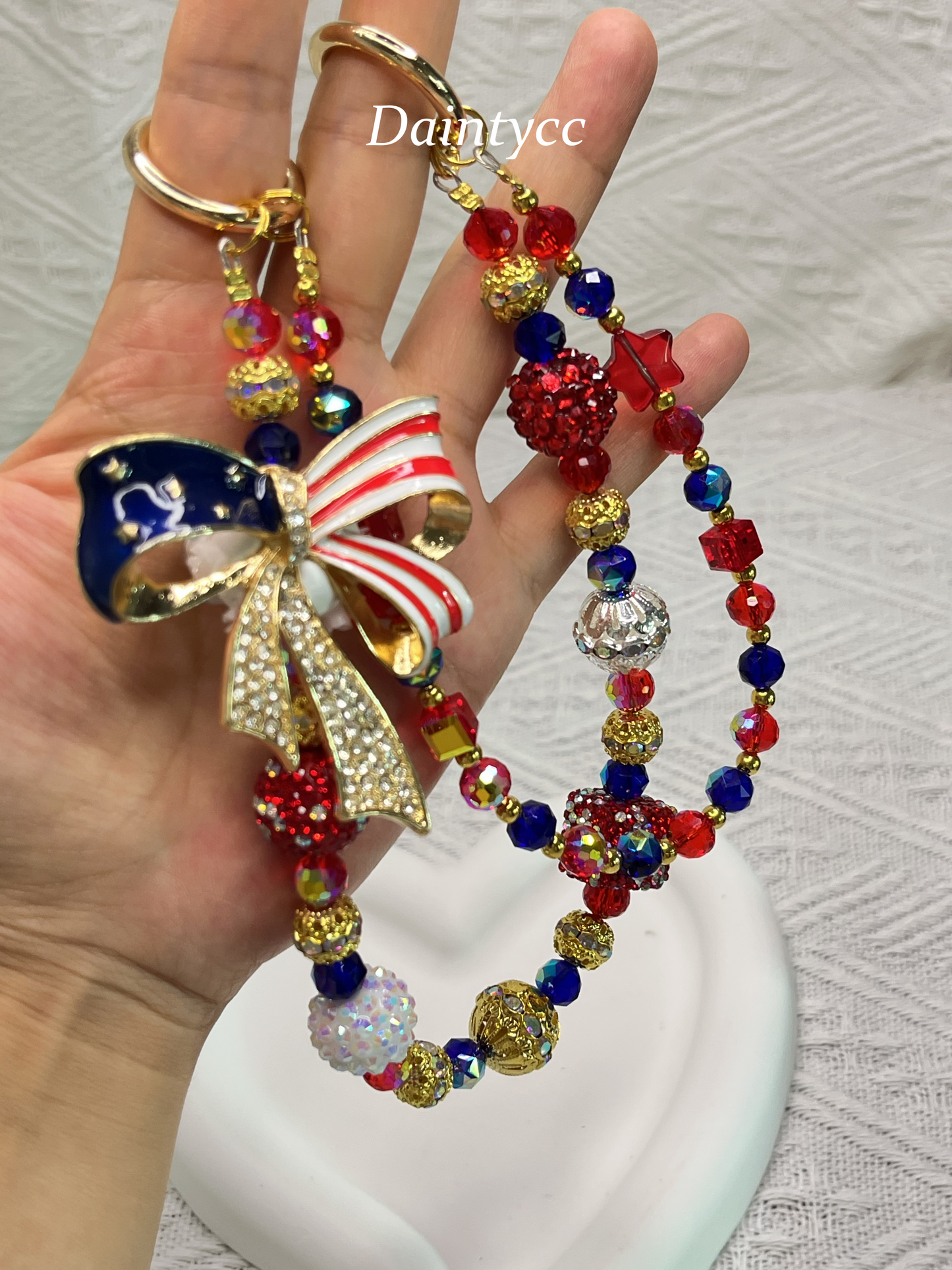 Bowknot luxurious bag charm phone chain double chain key chain