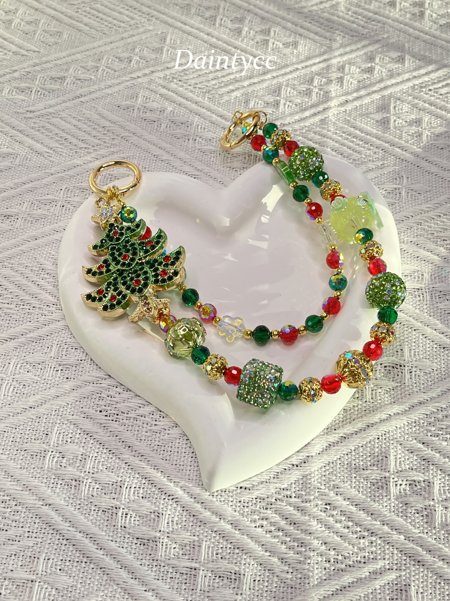 Christmas tree luxurious bag charm phone chain double chain key chain