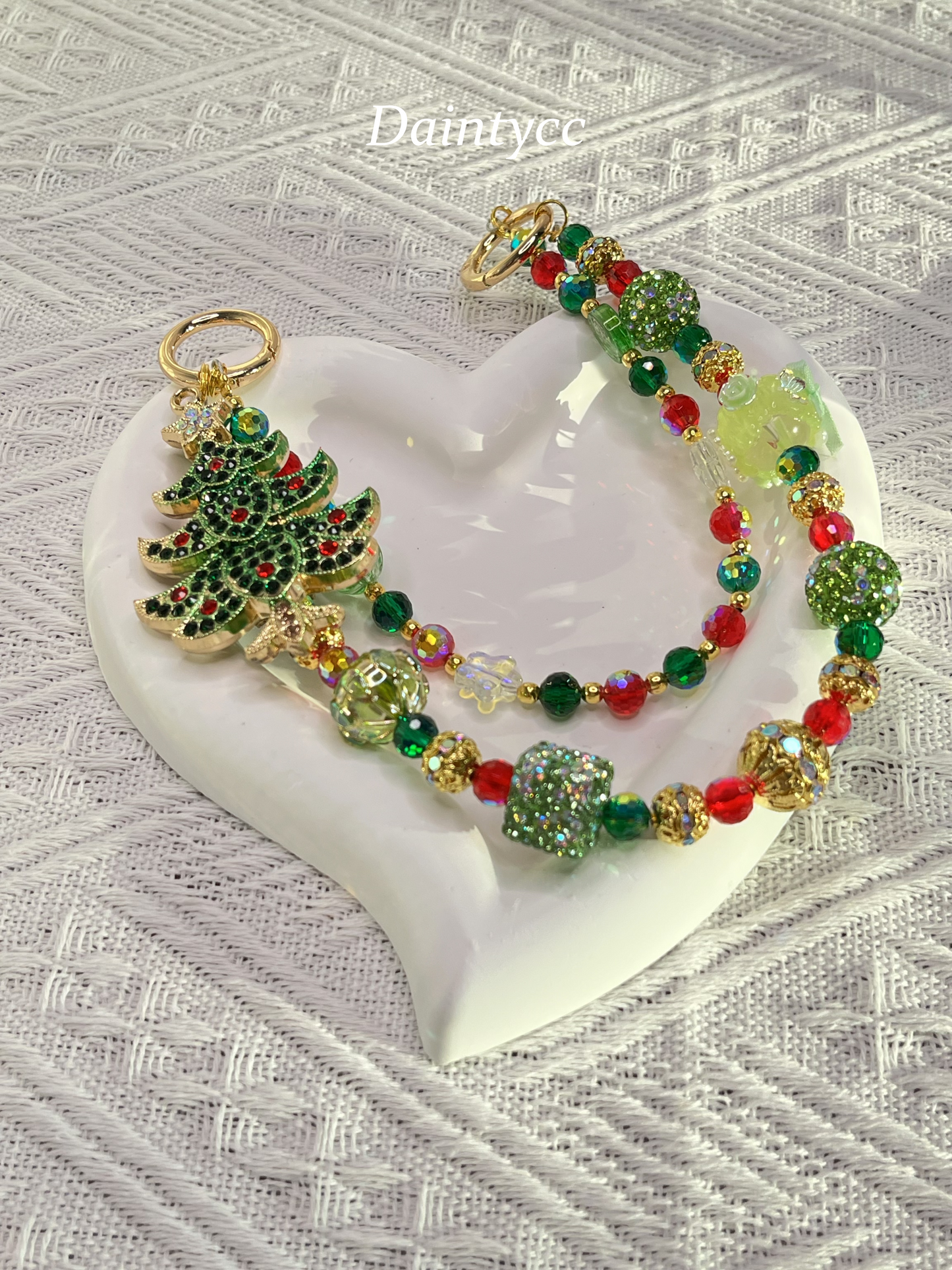 Christmas tree luxurious bag charm phone chain double chain key chain