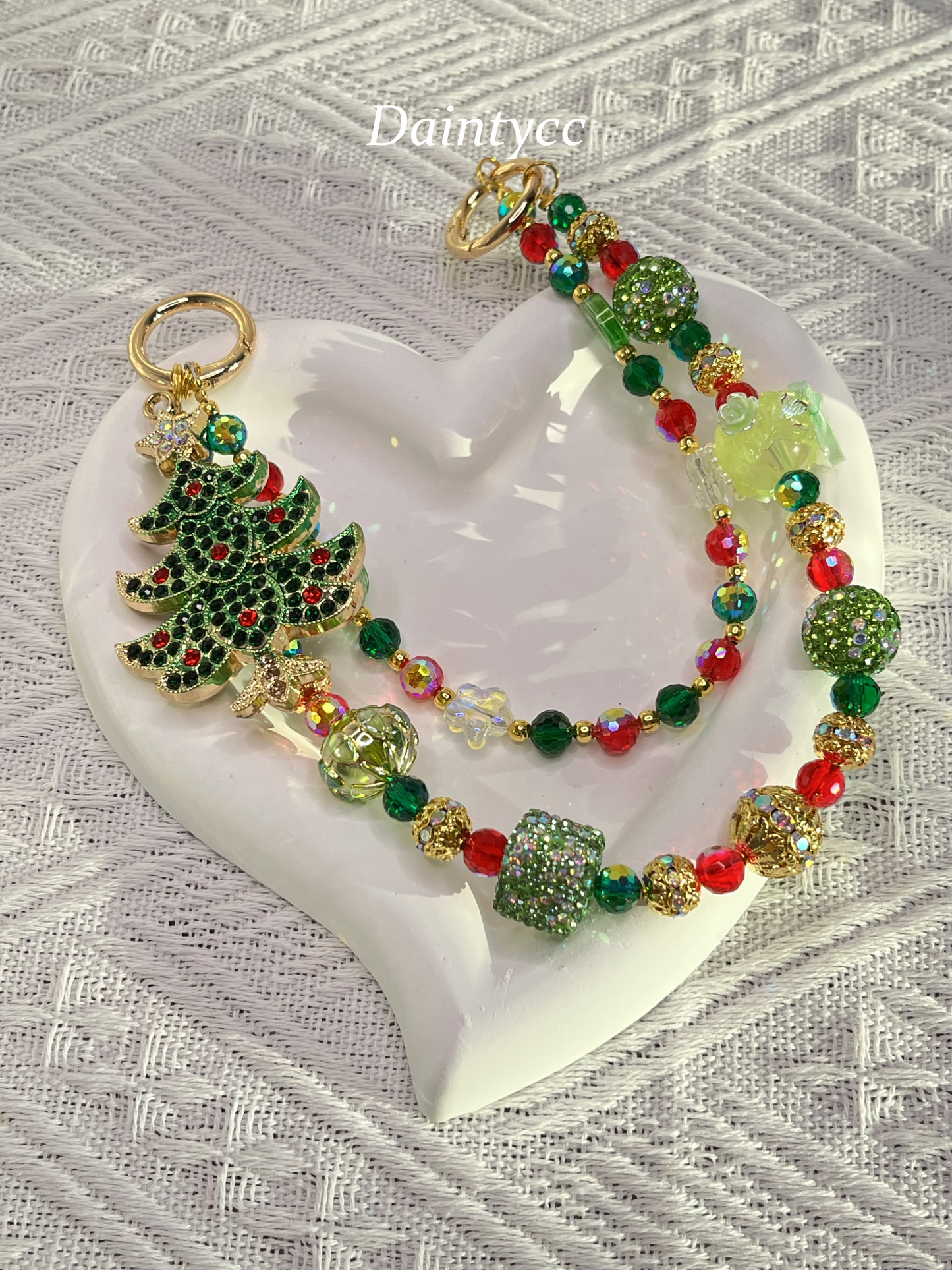 Christmas tree luxurious bag charm phone chain double chain key chain