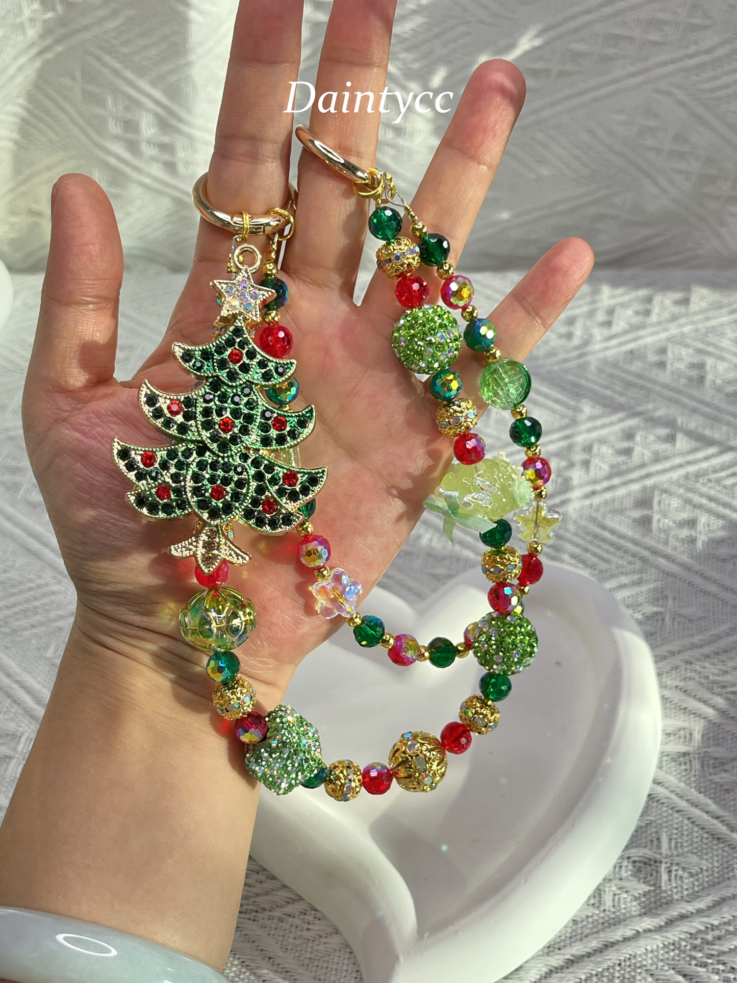 Christmas tree luxurious bag charm phone chain double chain key chain