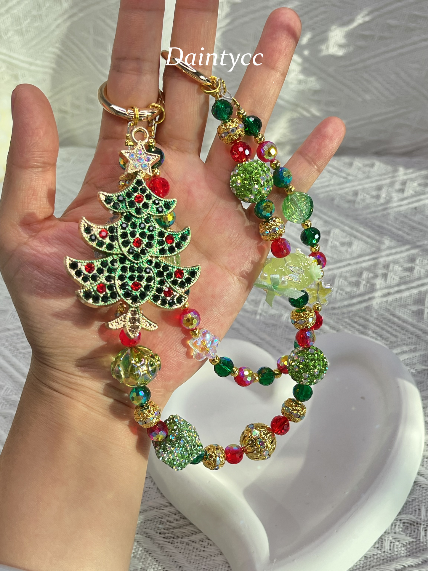 Christmas tree luxurious bag charm phone chain double chain key chain