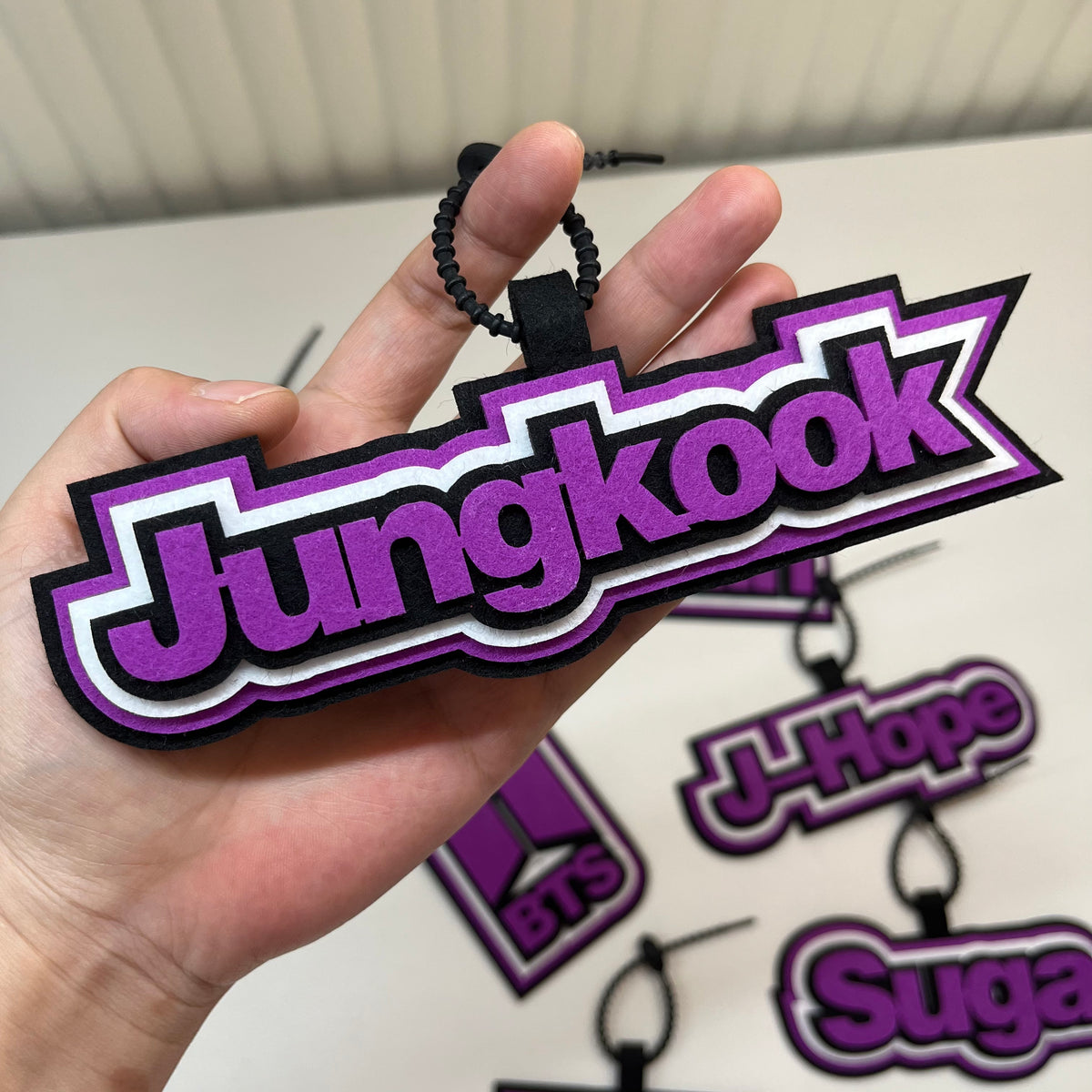 Handmade Felt Name Bag Charm for BTS ARMY - Custom Member Alphabet Pendant for Backpacks & Luggage