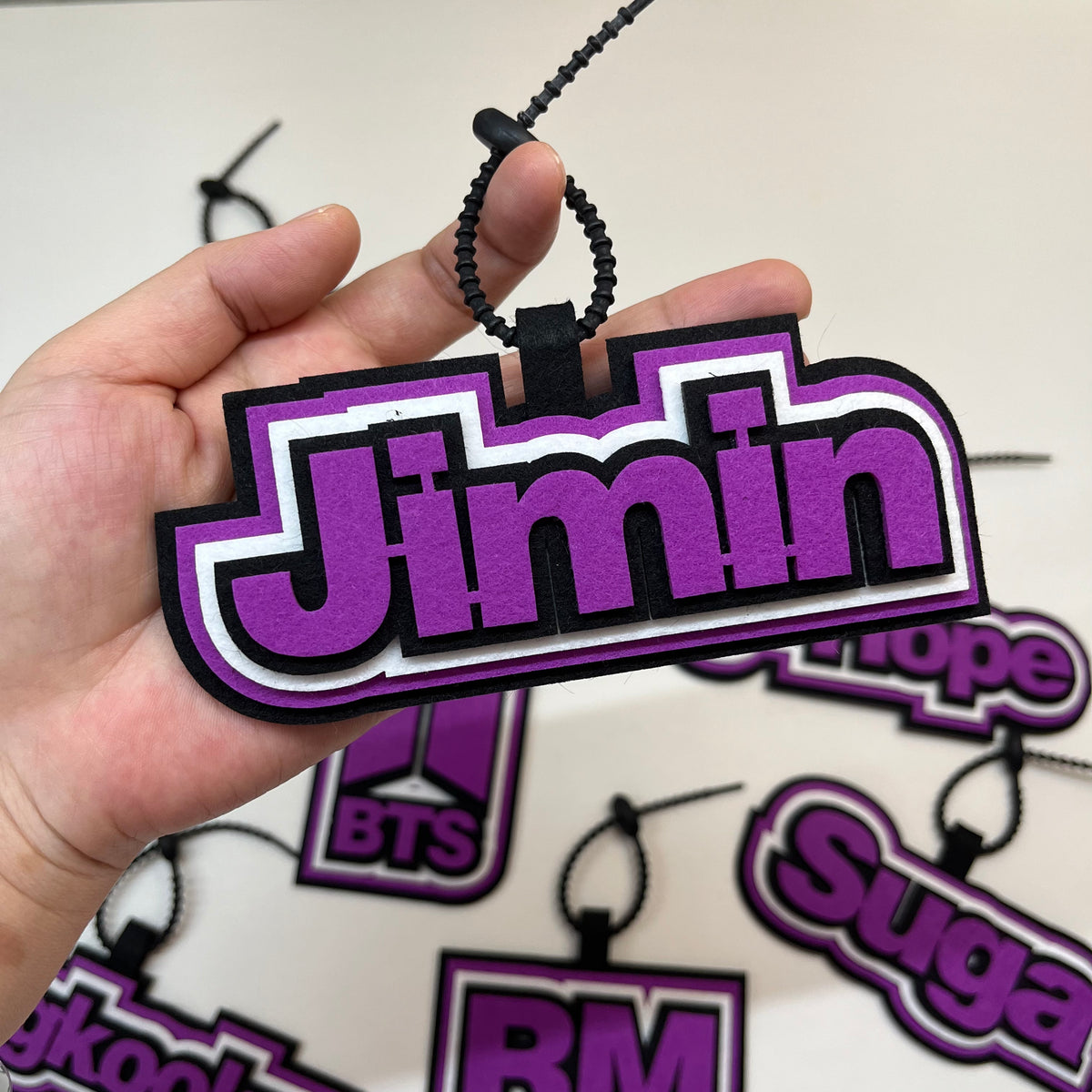 Handmade Felt Name Bag Charm for BTS ARMY - Custom Member Alphabet Pendant for Backpacks & Luggage