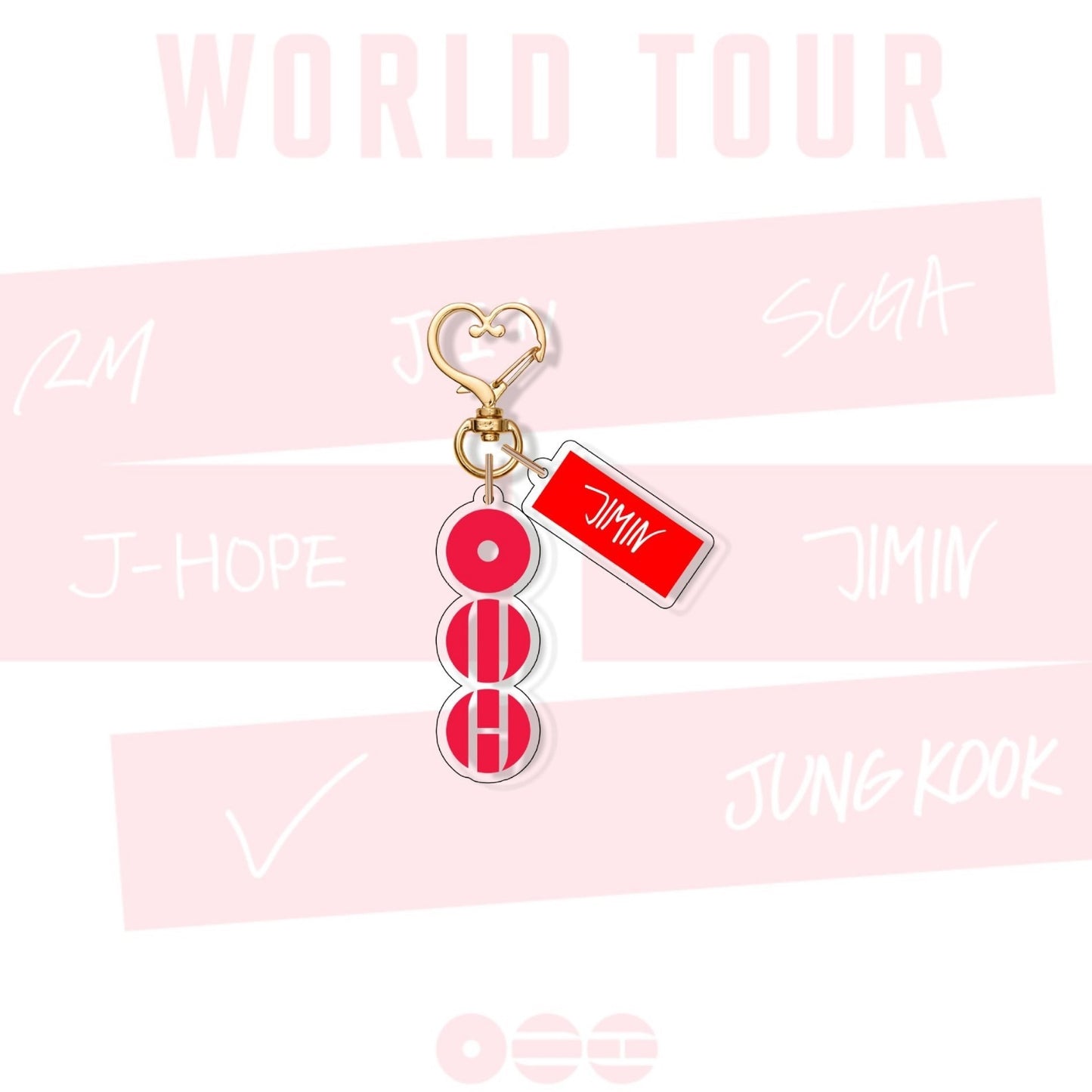 Kpop World Tour Acrylic Keychain with Heart Clasp | Red Concept Album Logo Mini Name Tag Pendant Bag Charm