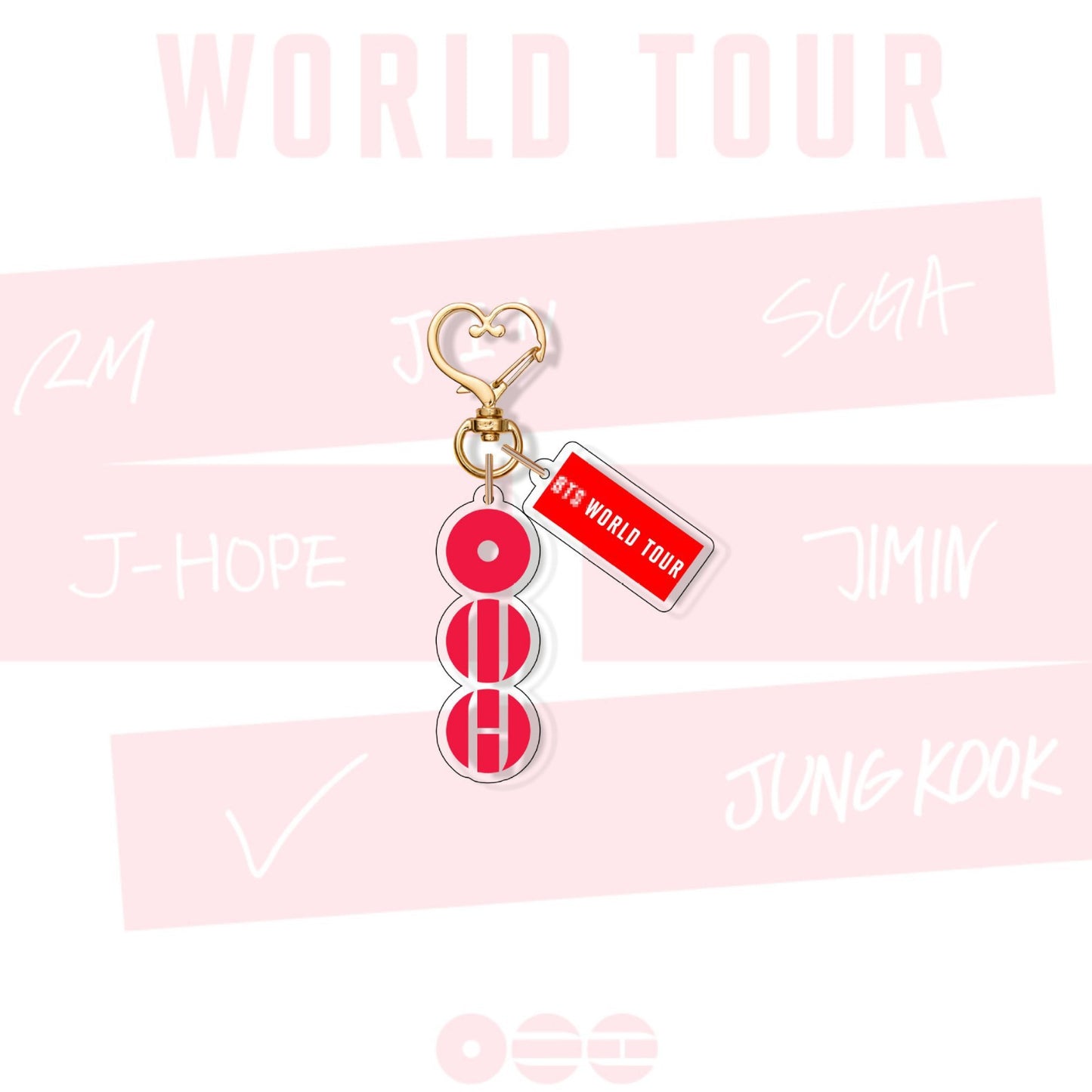 Kpop World Tour Acrylic Keychain with Heart Clasp | Red Concept Album Logo Mini Name Tag Pendant Bag Charm