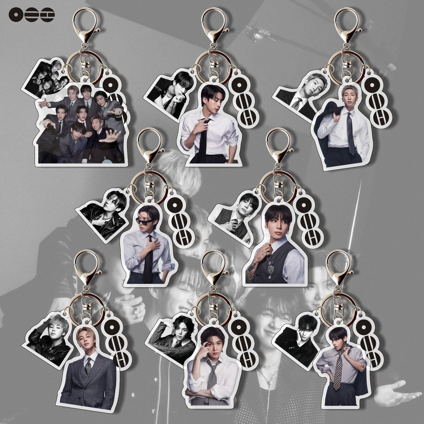 Kpop Stars Acrylic Keychain with Photo Charm | Cute Suit Concept Mini Photo Pendant Bag Charm for Fans