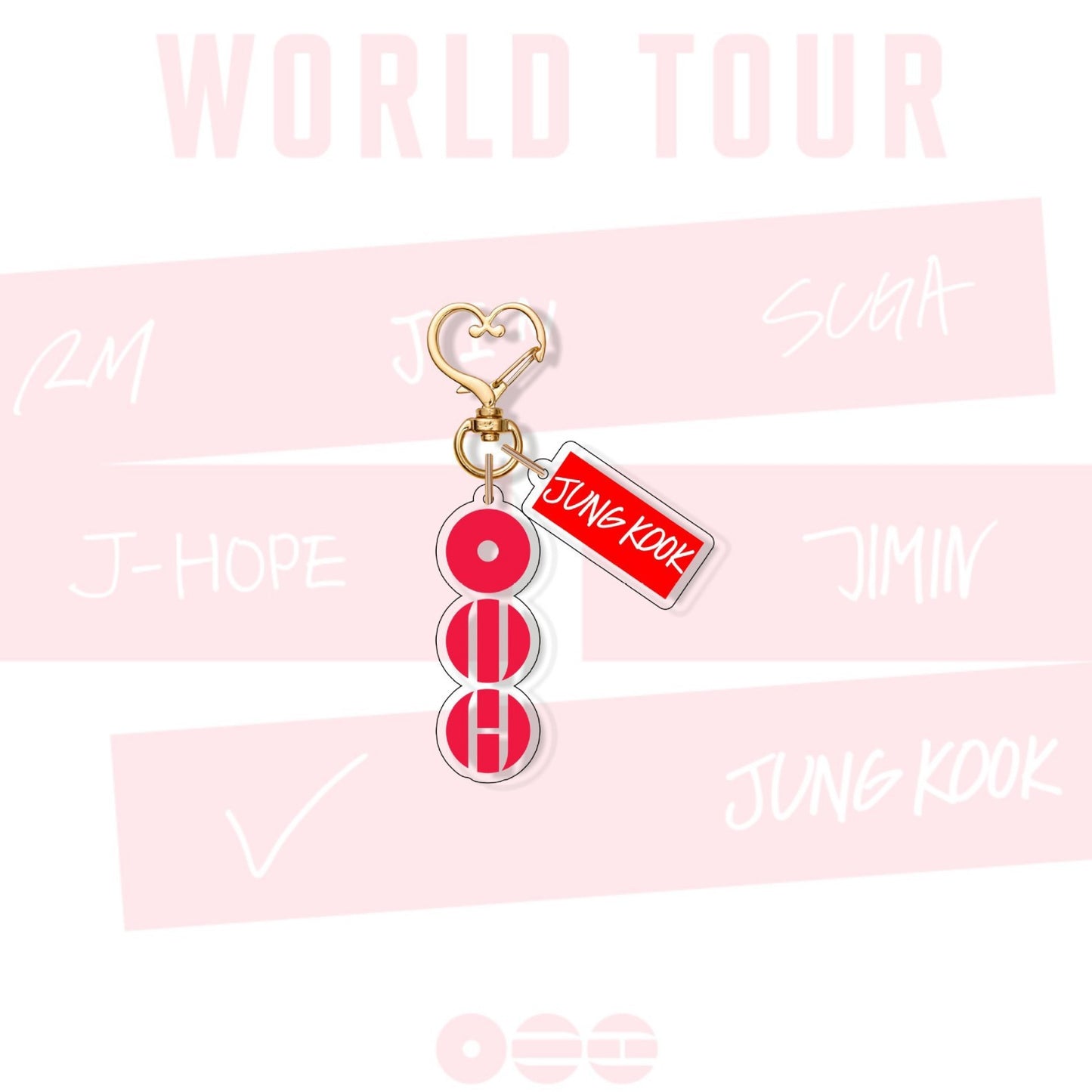 Kpop World Tour Acrylic Keychain with Heart Clasp | Red Concept Album Logo Mini Name Tag Pendant Bag Charm