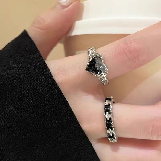 Love zircon ring two-piece set