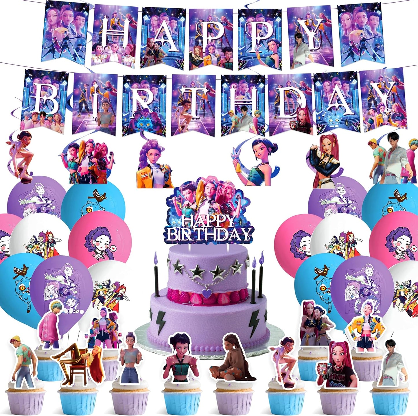 For K Pop Demon Hunters Party Supplies for Boys Girls Hunters Theme Party