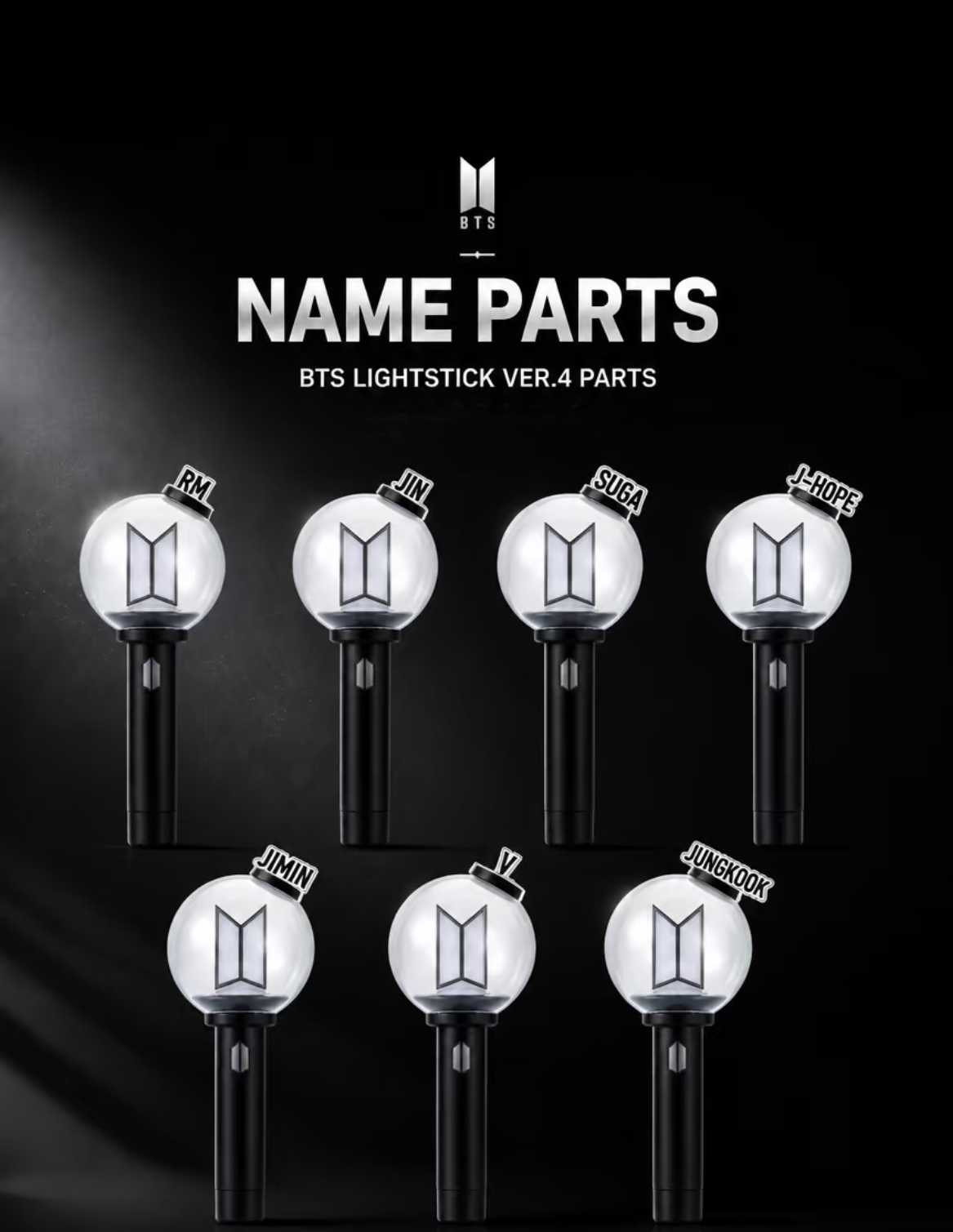 DIY Custom BTS Lightstick Accessories - Detachable Member Name Plate Cap Parts for Army Bomb Ver 4 / SE, Kpop Fan-Made Gift
