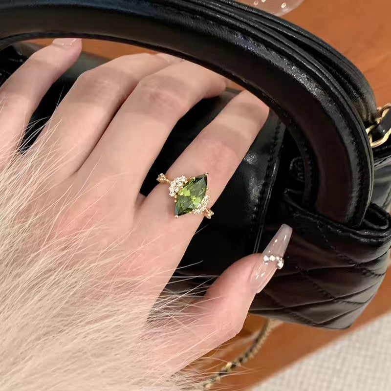 Olive green ring set of two