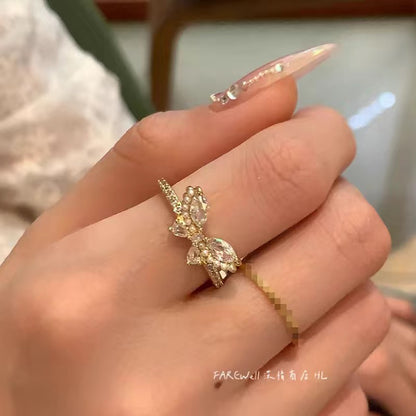 Exquisite butterfly Zircon ring four-piece set