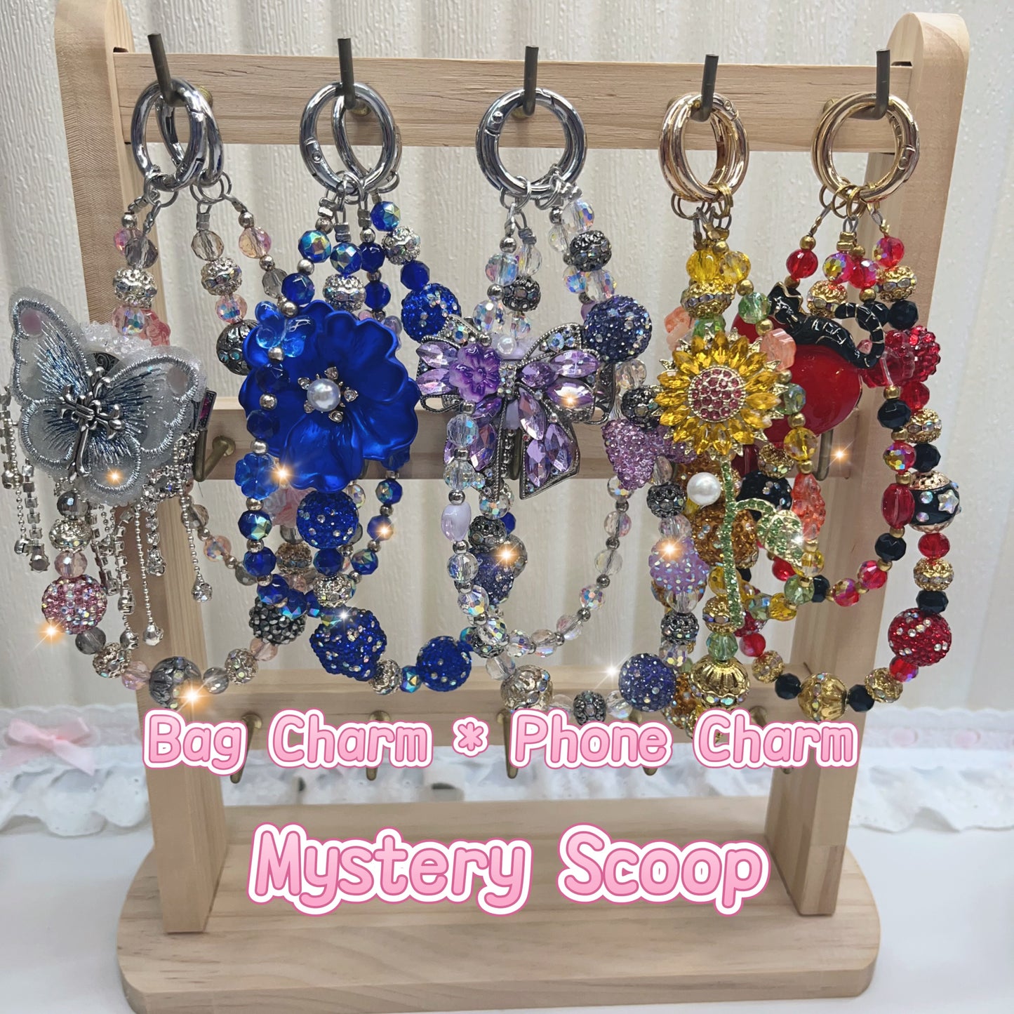 100% Handmade Bag Charm & Phone chain Mystery Scoop