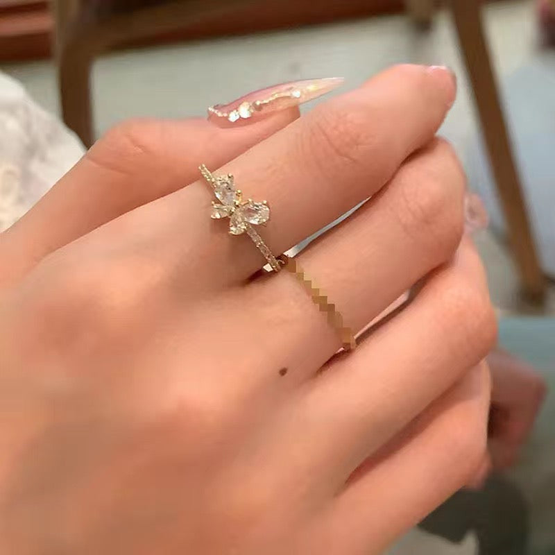 Exquisite butterfly Zircon ring four-piece set