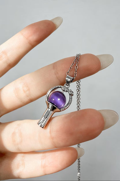 Kpop Lightstick Pendant Necklace | Silver-Tone Army Bomb Inspired Minimalist Jewelry Gift for Fans