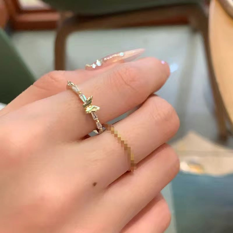 Exquisite butterfly Zircon ring four-piece set