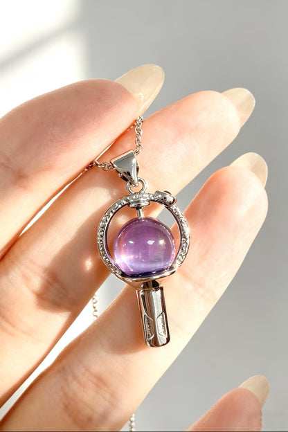 Kpop Lightstick Pendant Necklace | Silver-Tone Army Bomb Inspired Minimalist Jewelry Gift for Fans