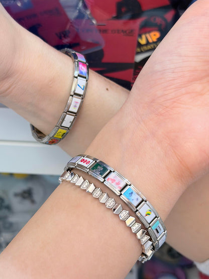 Purple Ocean ARMY Italian Charm Bracelet - 18 Links Stainless Steel K-Pop Jewelry