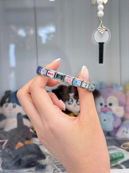 Purple Ocean ARMY Italian Charm Bracelet - 18 Links Stainless Steel K-Pop Jewelry