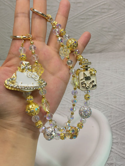 Golden Kitty luxurious bag charm phone chain double chain key chain