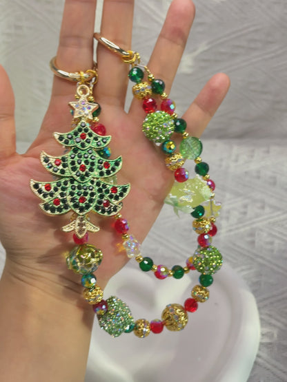 Christmas tree luxurious bag charm phone chain double chain key chain
