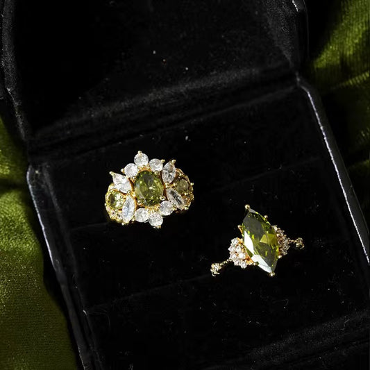 Olive green ring set of two